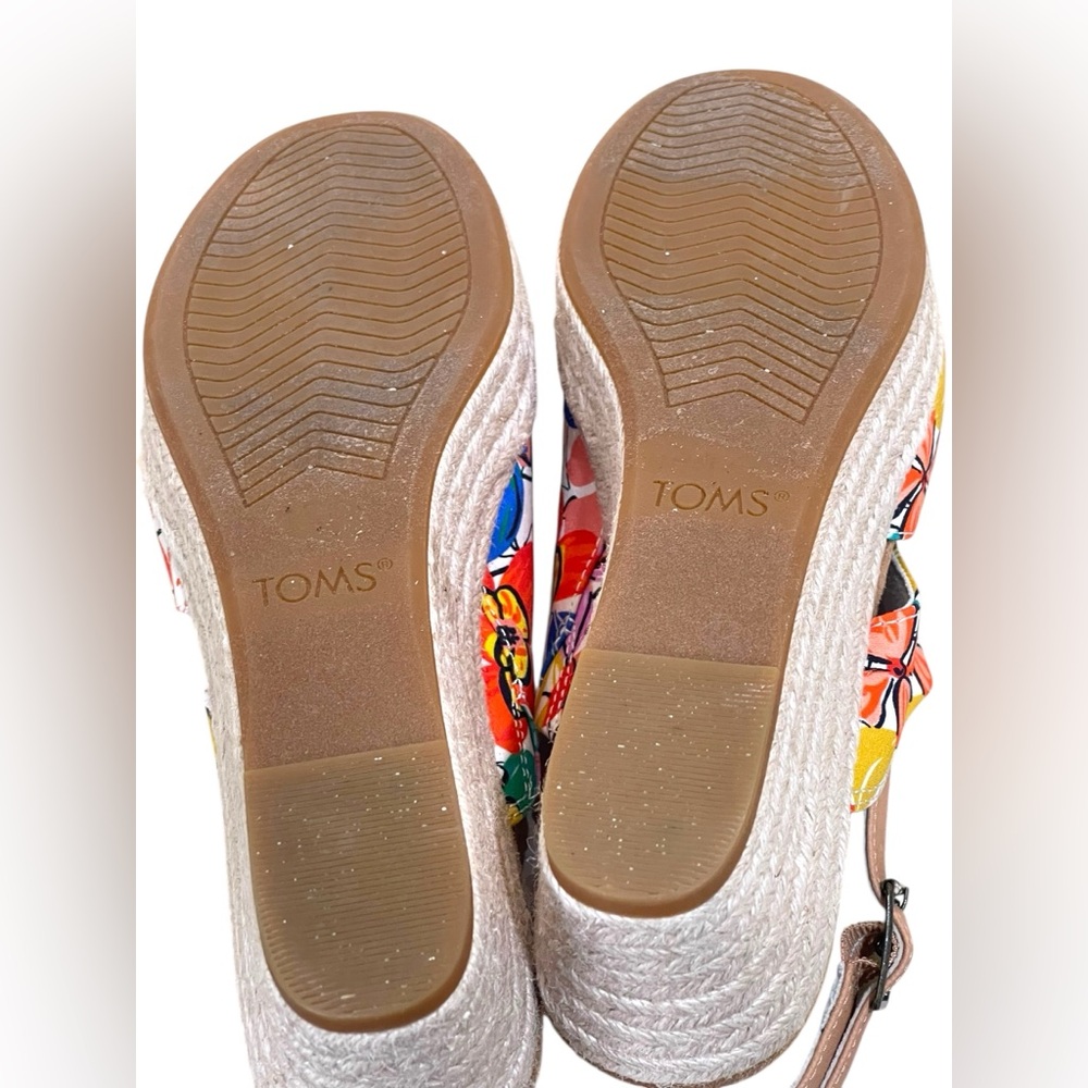 TOMS Claudine Wedge Floral Espadrilles Platform Sandal Wome’s Size 8 - Picture 6 of 10